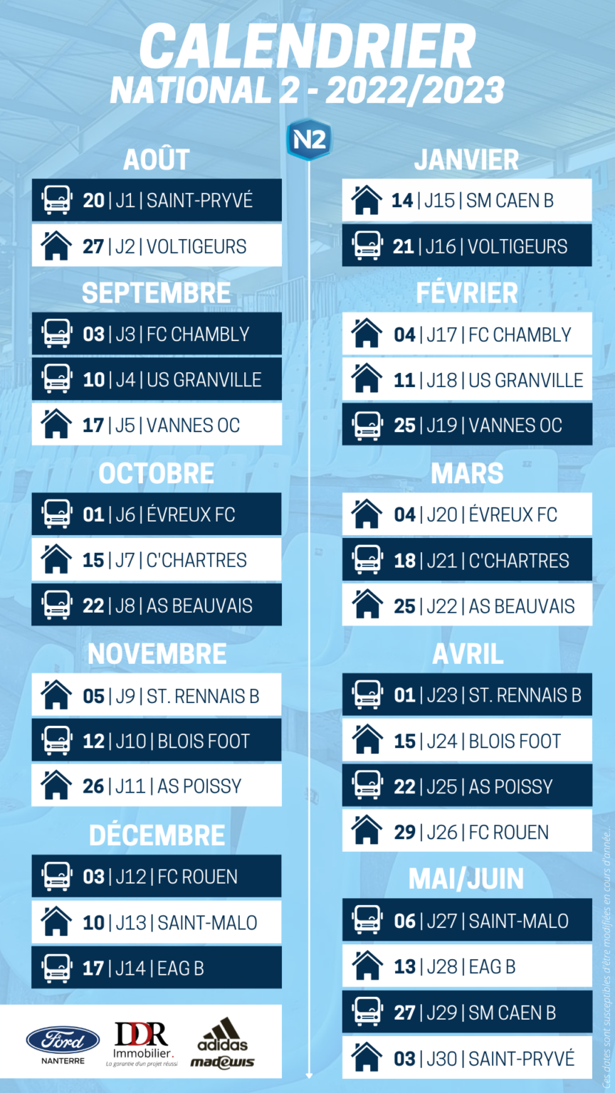 Le calendrier 2022/2023 du Racing | Site Officiel du Racing Club de